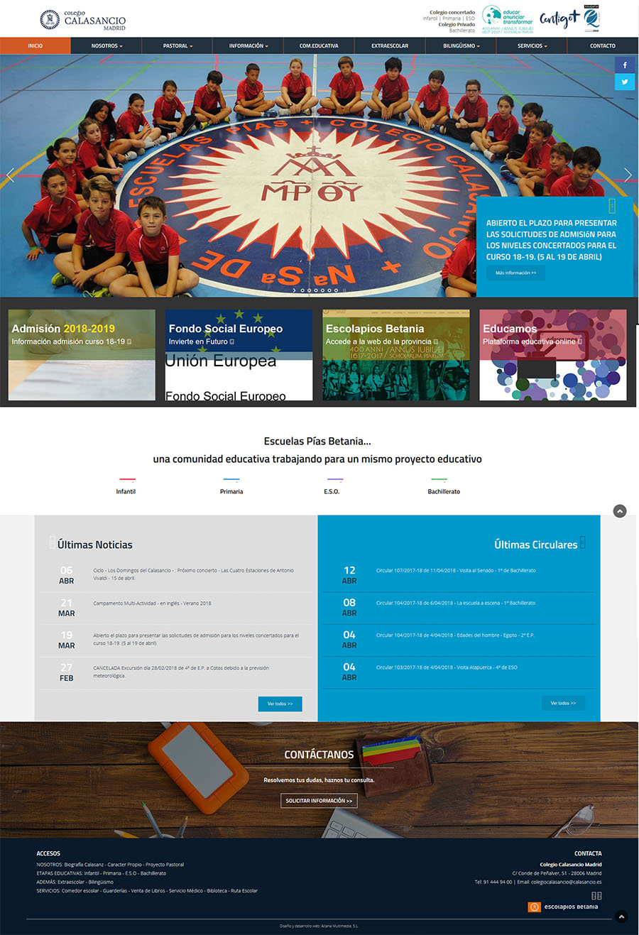 Diseño Página web - Centros Educativos - Colegio Calasancio de Madrid - Aitana Multimedia