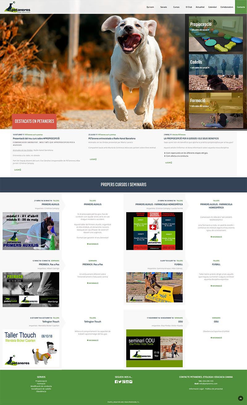 Páginas web - Petaneres - Educación y propiocepción canina