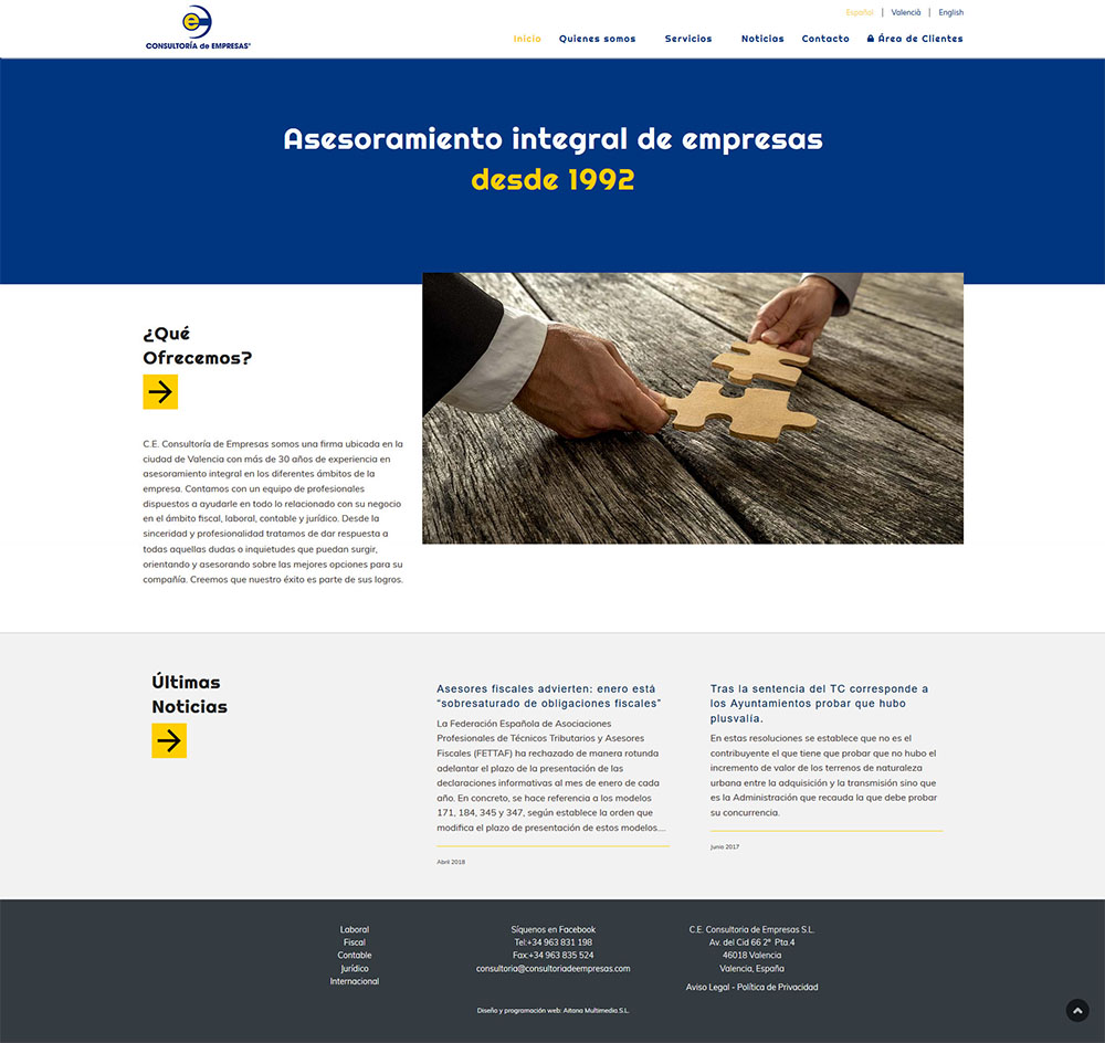 Aplicaciones a medida - Página web Consultoría de Empresas y Gestión documental