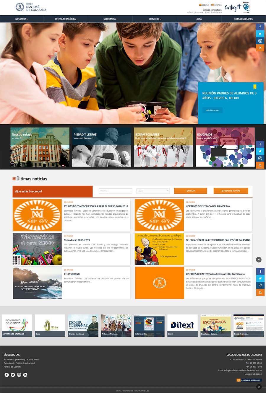 Diseño Página web - Centros Educativos - Colegio San José de Calasanz de Valencia - Aitana Multimedia