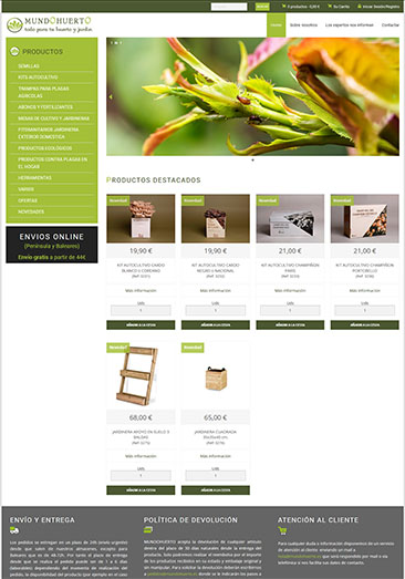 Diseño Página web - Comercio electrónico - Mundo Huerto - Tienda Online - Aitana Multimedia