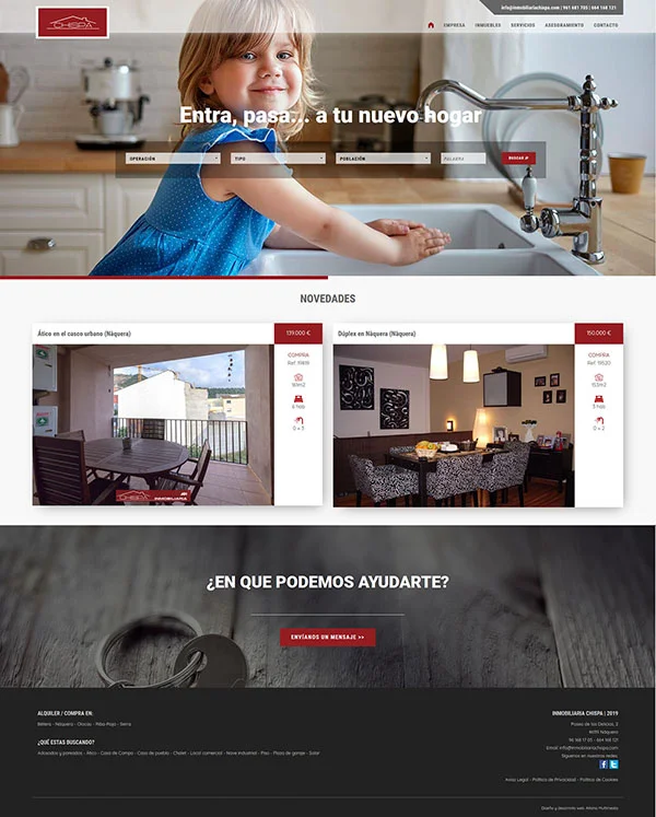 Diseño Página web INMOBILIARIA - Inmobiliaria Chispa - Venta y Alquiler de inmuebles