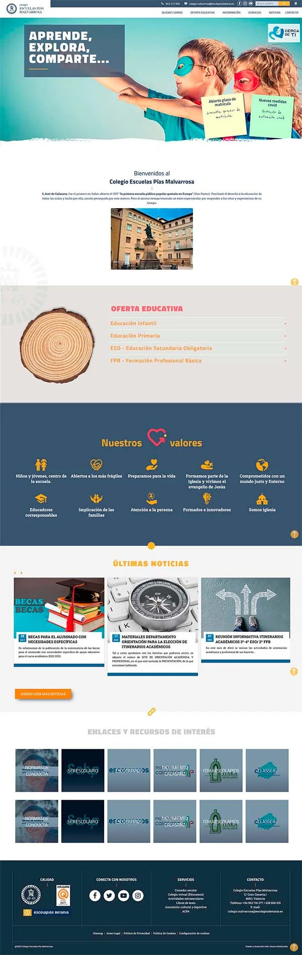 Diseño Página web CENTROS EDUCATIVOS - Colegio Escuelas Pías Malvarrosa
