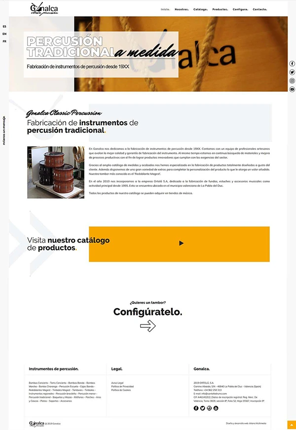 Diseño Página web FABRICACIÓN INSTRUMENTOS ARTESANALES - Gonalca - Fabricación de instrumentos musicales