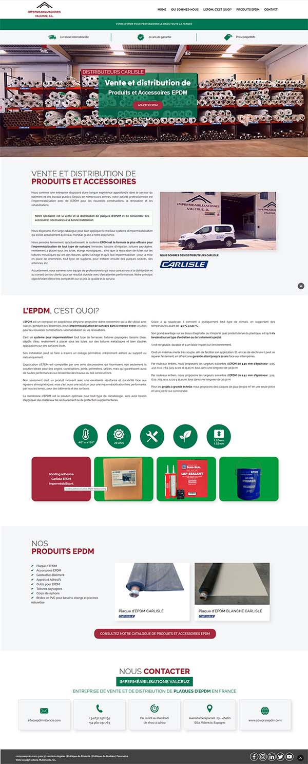 Landing Page - Diseño de Landingpage venta de EPDM