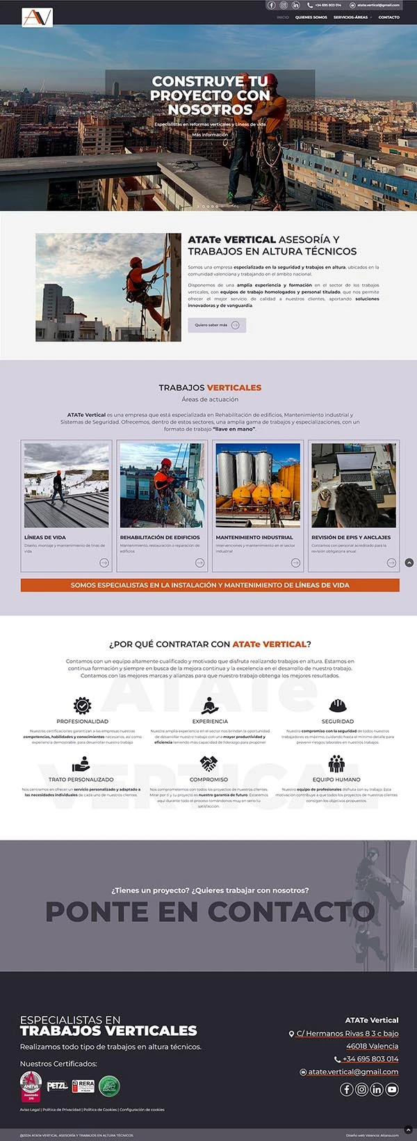 Diseño Página web Trabajos verticales y en altura - Diseño página web Atate Vertical