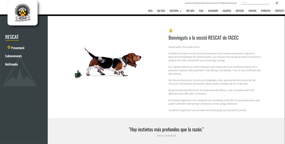 Dise&ntilde;o p&aacute;gina web asociaci&oacute;n canina Barcelona